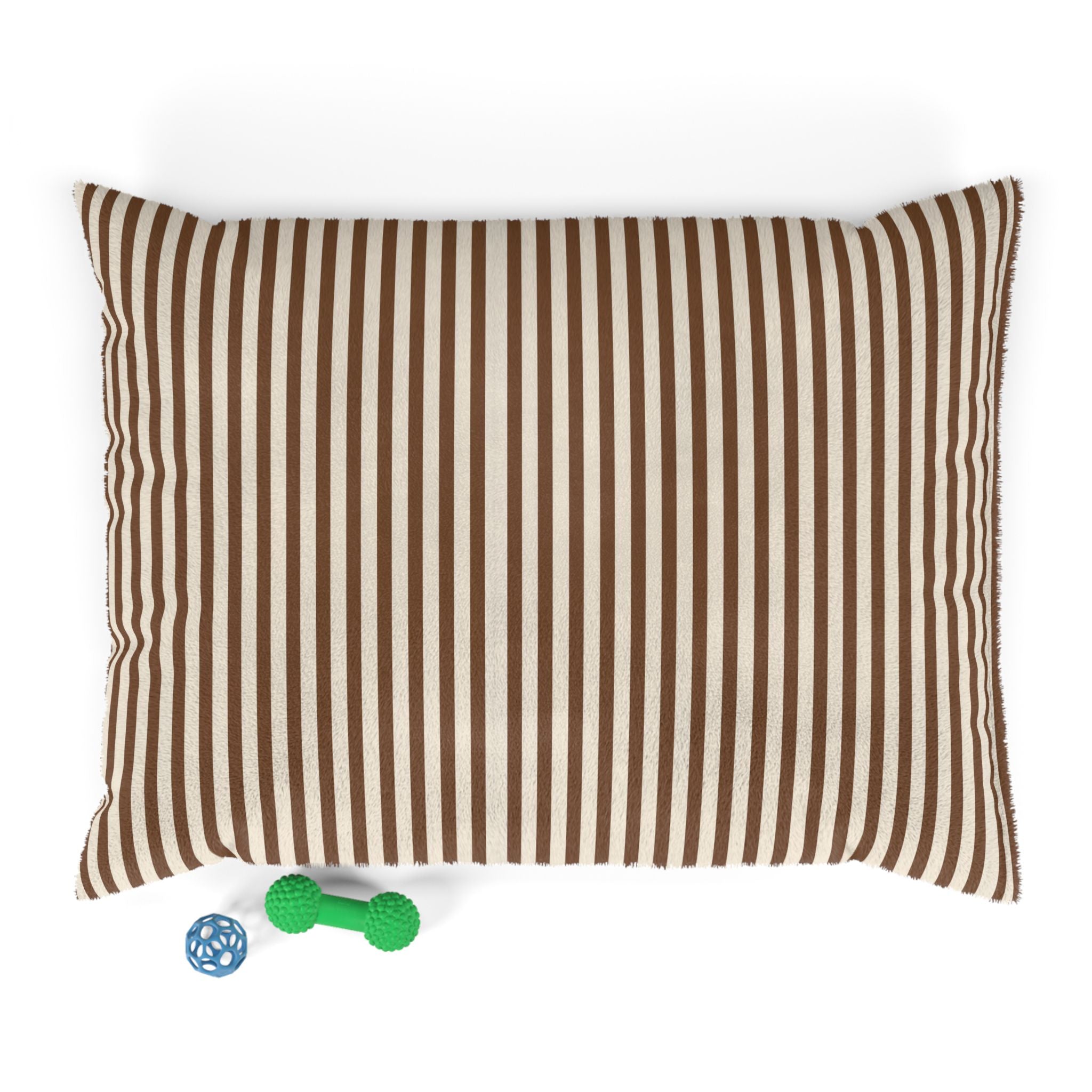 Brown Striped Plush Pet Bed — Cozy Brown & Cream Dog/Cat Cushion