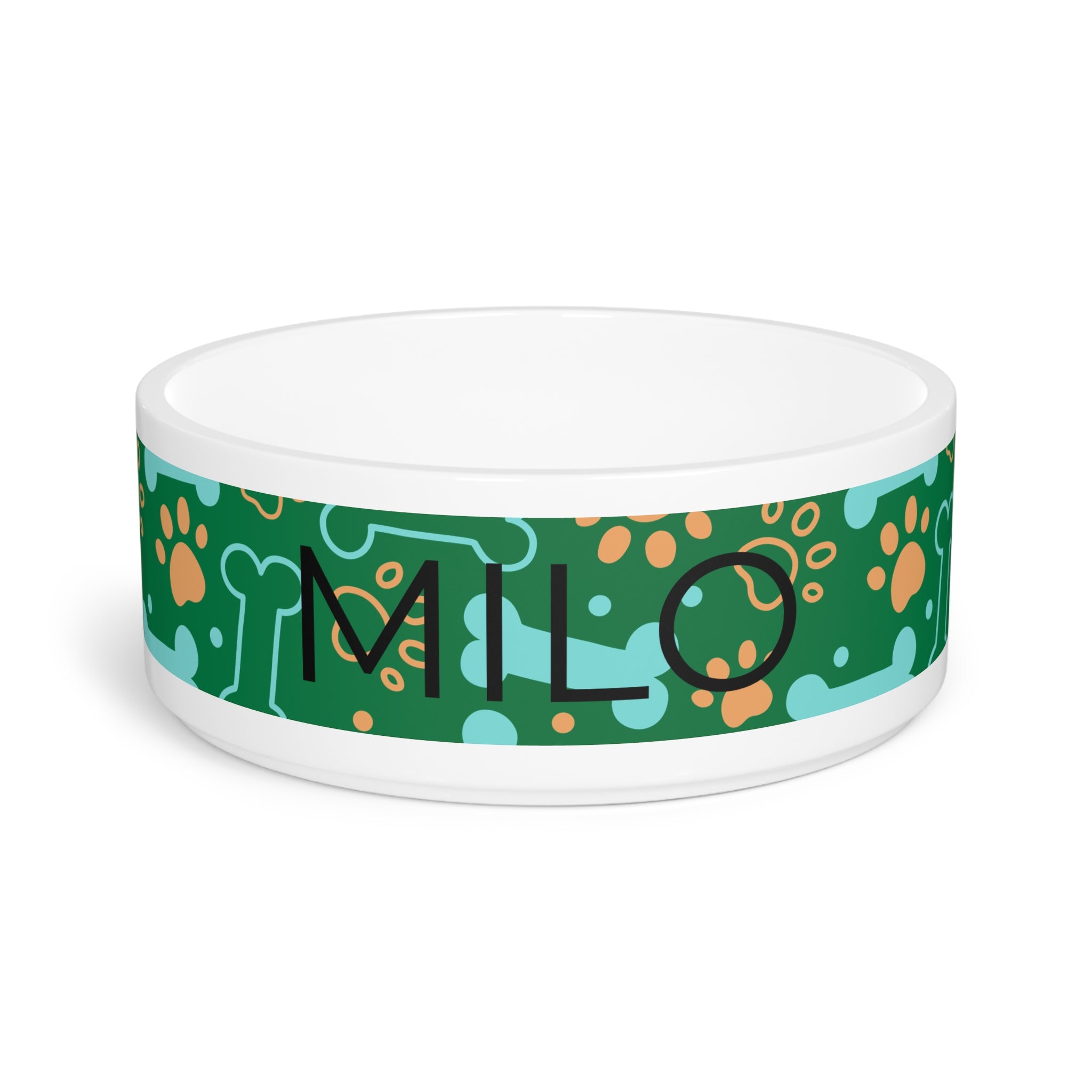 Green Ceramic Dog/Cat Food and Water Bowl