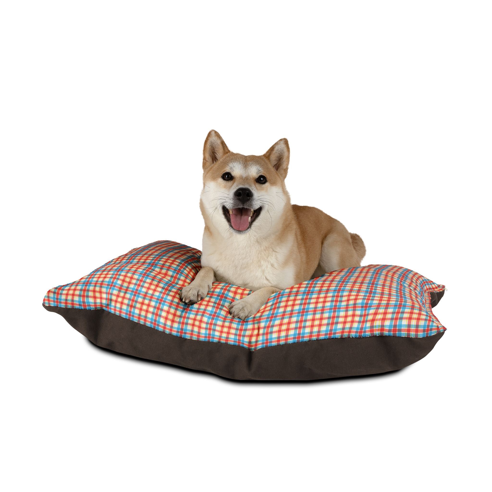 Blue Tartan Plush Pet Bed