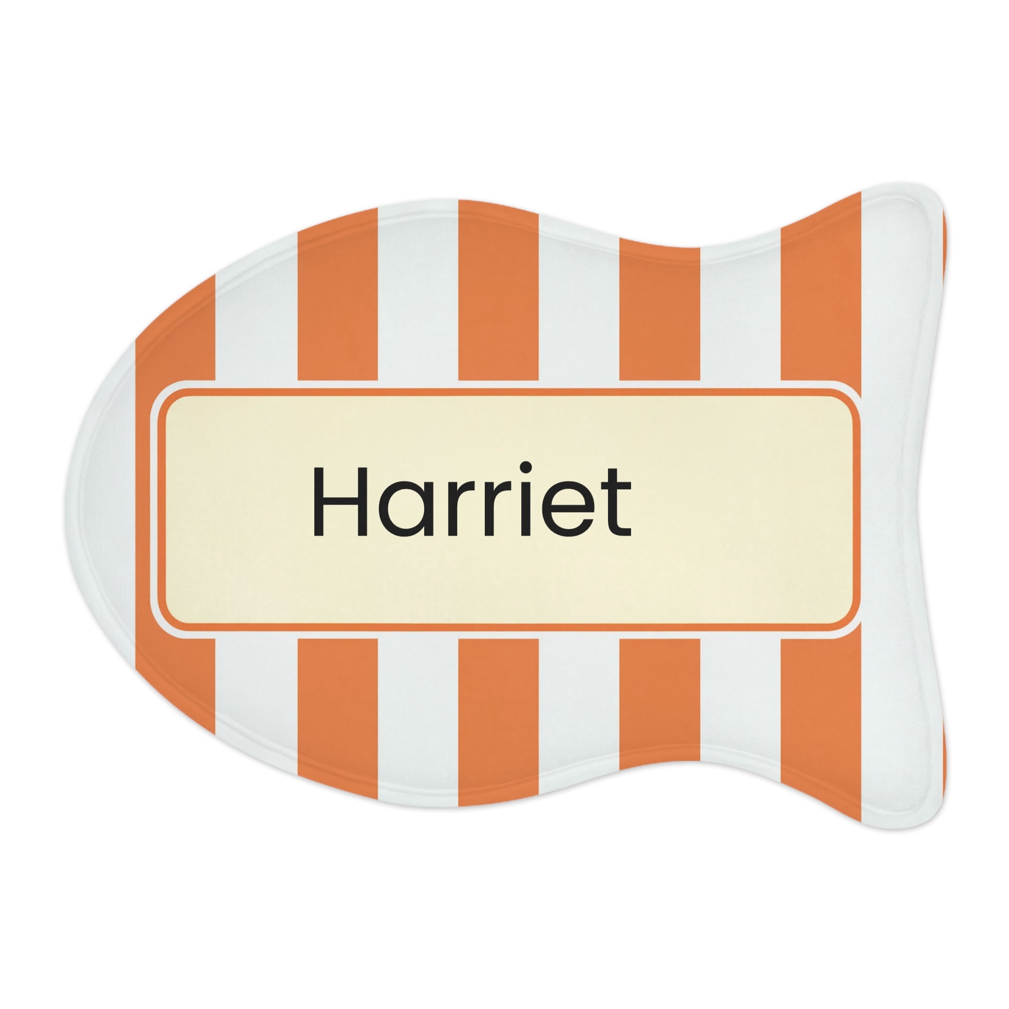 Orange Personalized Striped Pet Feeding Mat