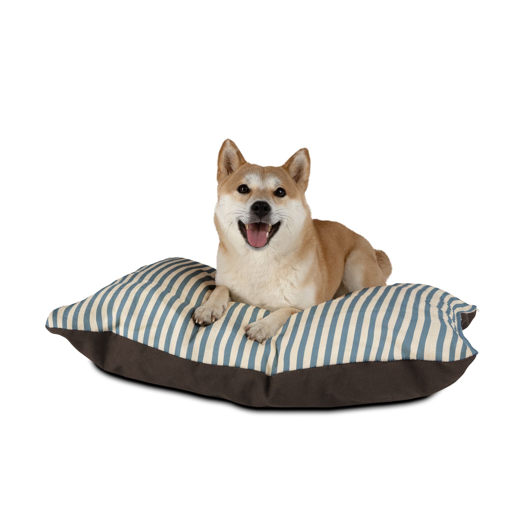 Blue Striped Plush Pet Bed — Cozy Dog & Cat Cushion