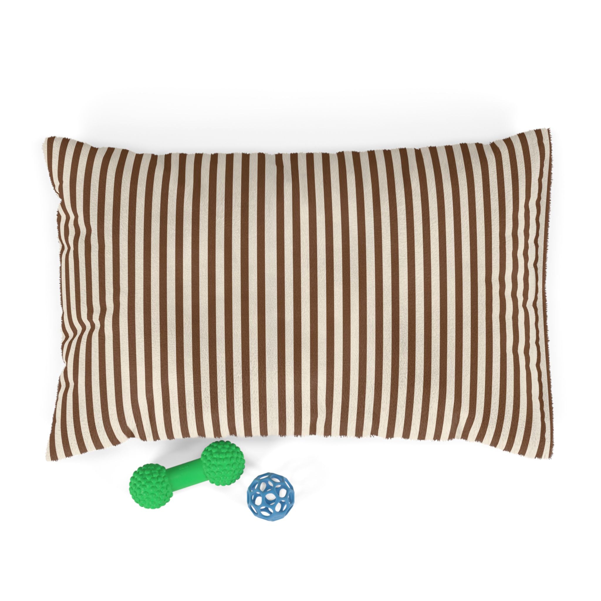 Brown Striped Plush Pet Bed — Cozy Brown & Cream Dog/Cat Cushion