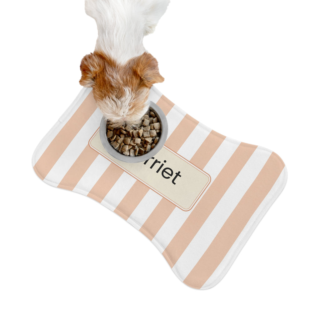 Peachy Personalized Striped Pet Feeding Mat