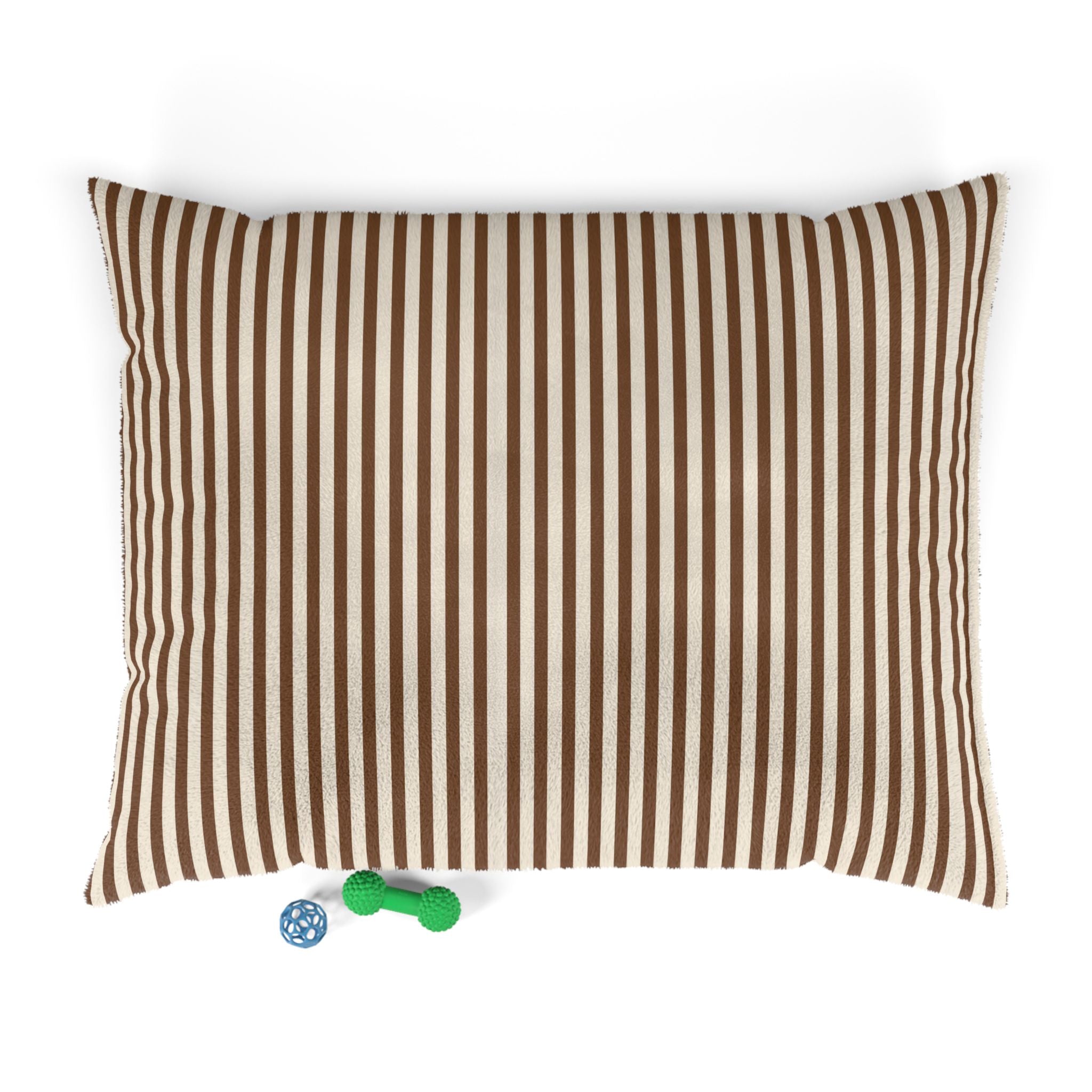 Brown Striped Plush Pet Bed — Cozy Brown & Cream Dog/Cat Cushion