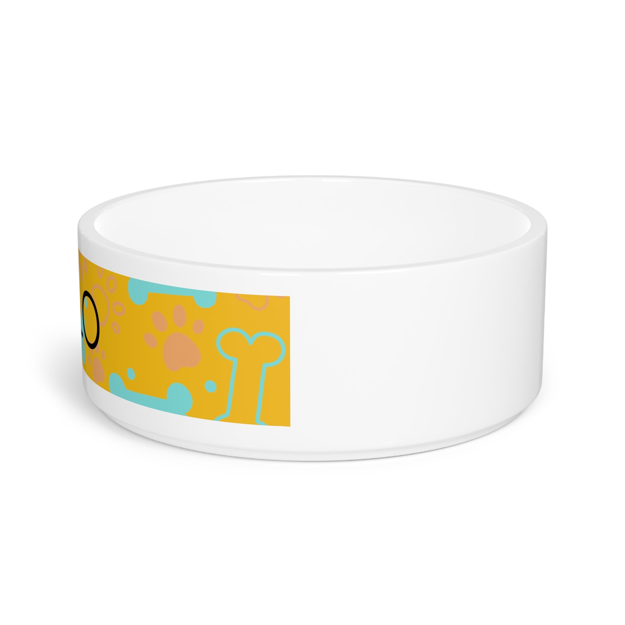 Yellow Ceramic Dog/Cat Food and Water Bowl