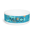 Blue Ceramic Dog/Cat Food and Water Bowl - Custom Name / Personalized
