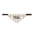Personalized Beige Plaid Clip-On Pet Bandana