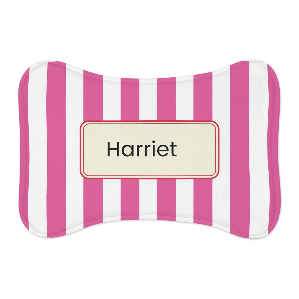 Personalized Pink Striped Pet Feeding Mat