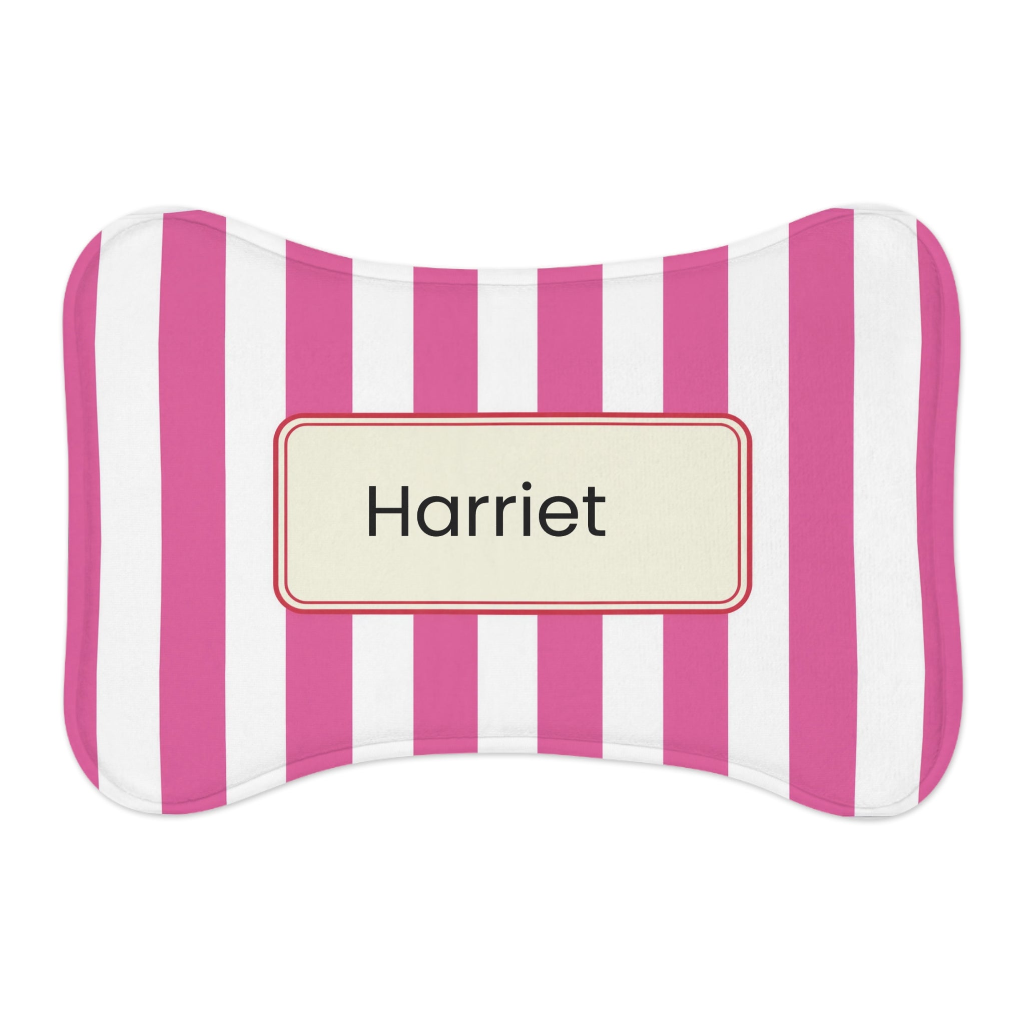 Personalized Pink Striped Pet Feeding Mat
