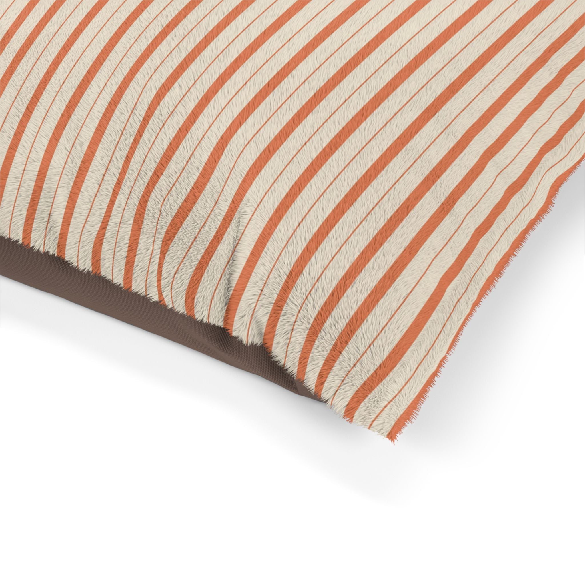 Striped Sunset Orange Plush Pet Bed