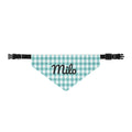 Personalized Aqua Gingham Clip-On Pet Bandana