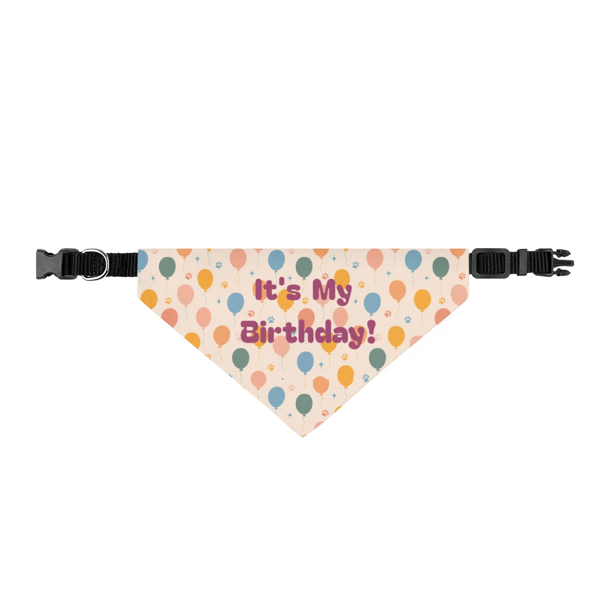 "It's My Birthday!" Balloon Print Clip-On Pet Bandana