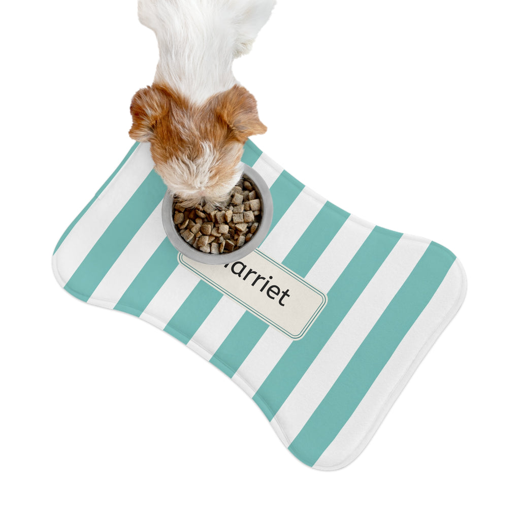 Personalized Teal Pet Food Mat