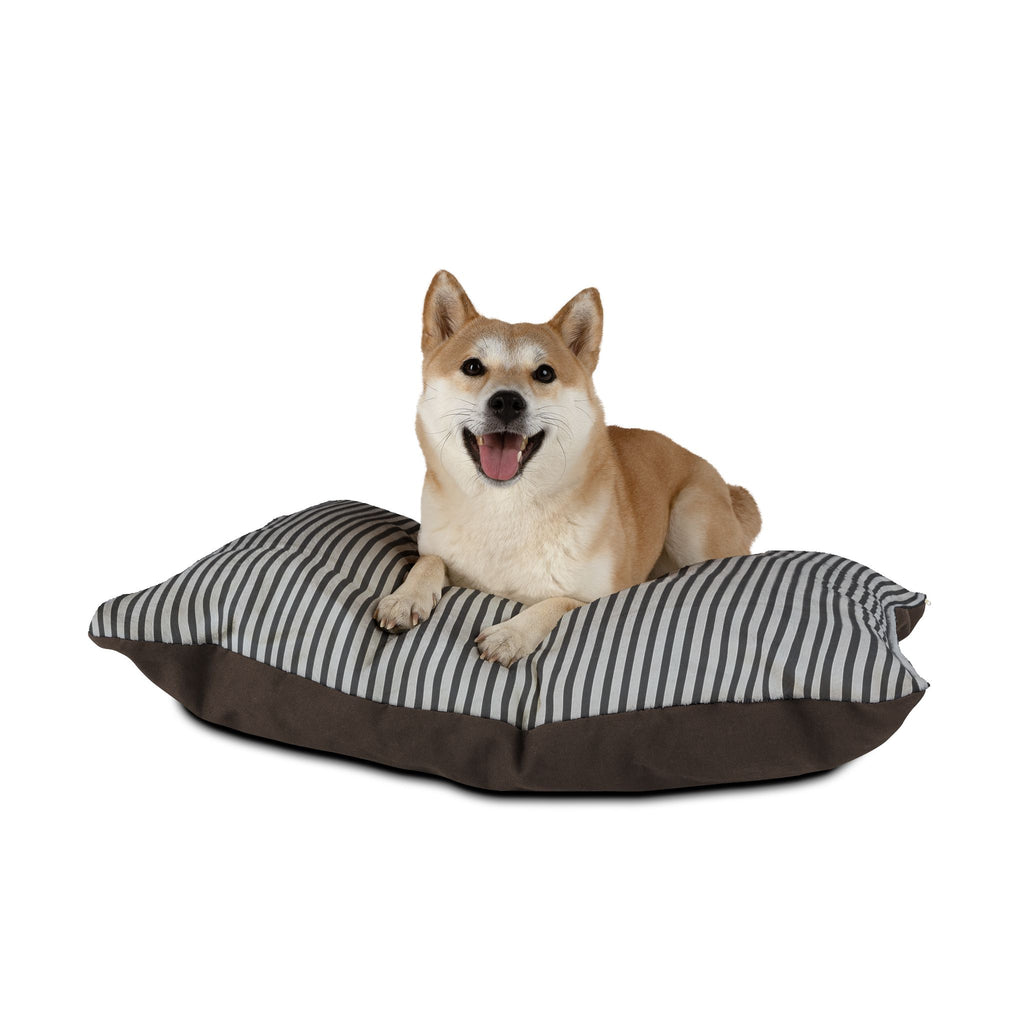Charcoal Striped Plush Pet Bed