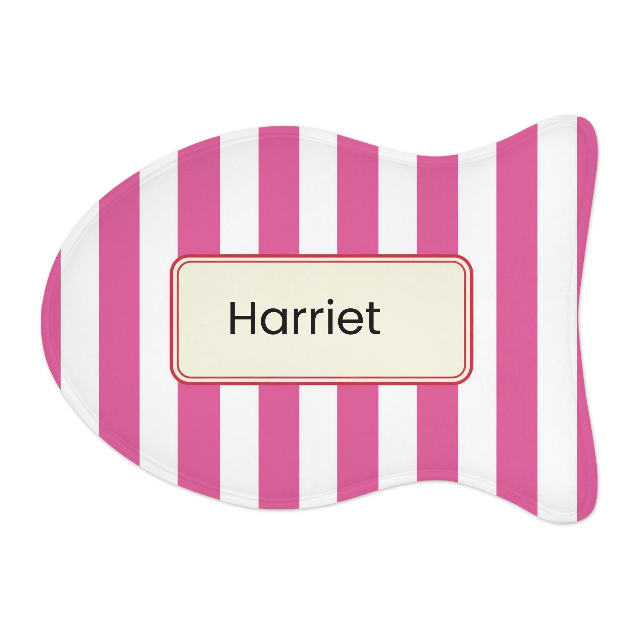 Personalized Pink Striped Pet Feeding Mat