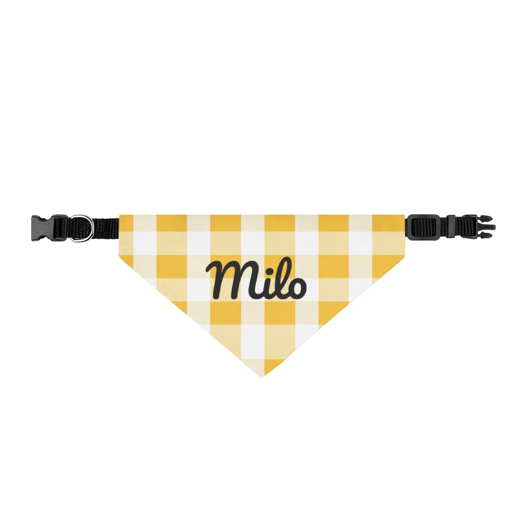 Personalized Yellow Gingham Clip-On Pet Bandana