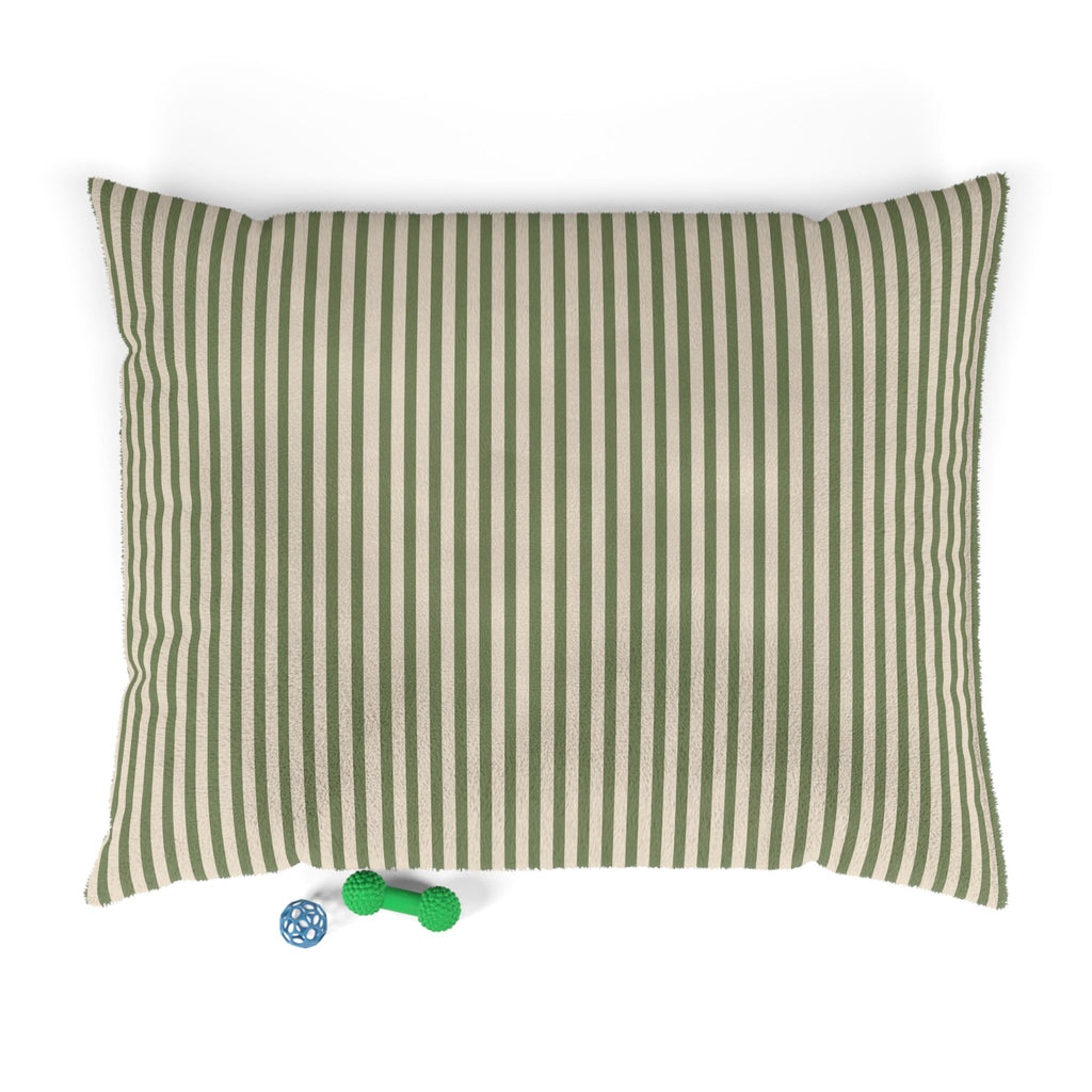 Olive Green Striped Comfort Pet Bed — Cozy Dog & Cat Cushion