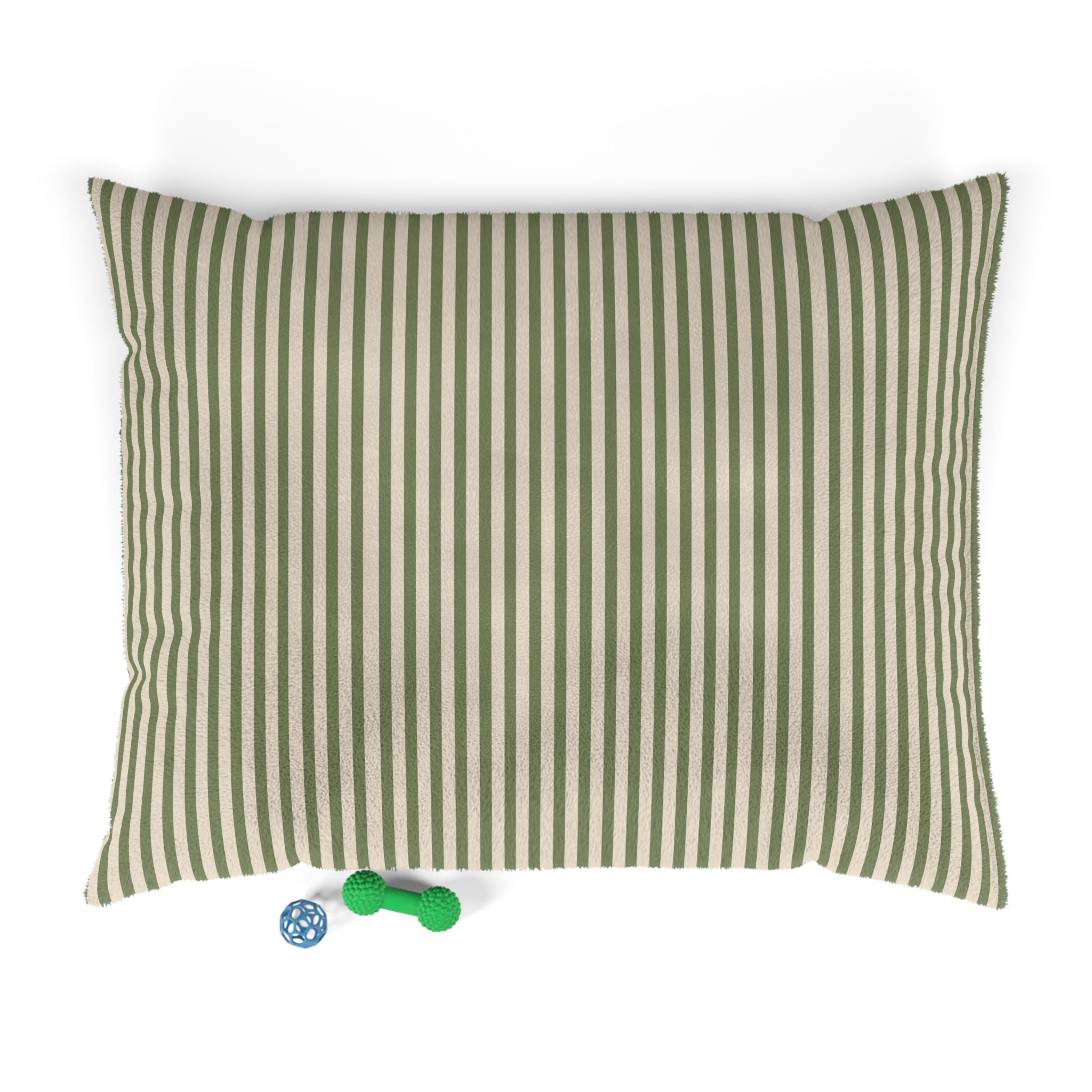 Olive Green Striped Comfort Pet Bed — Cozy Dog & Cat Cushion