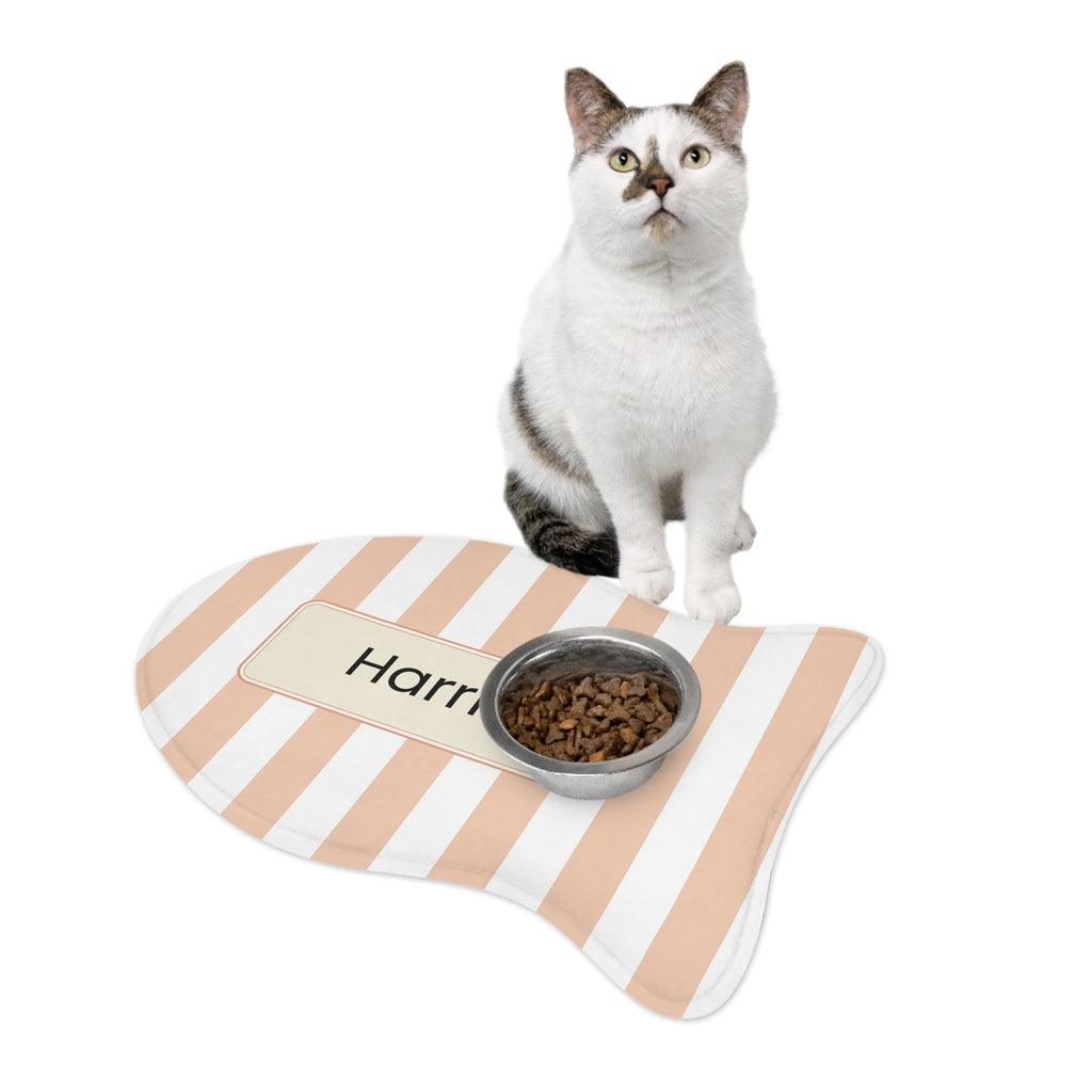 Peachy Personalized Striped Pet Feeding Mat