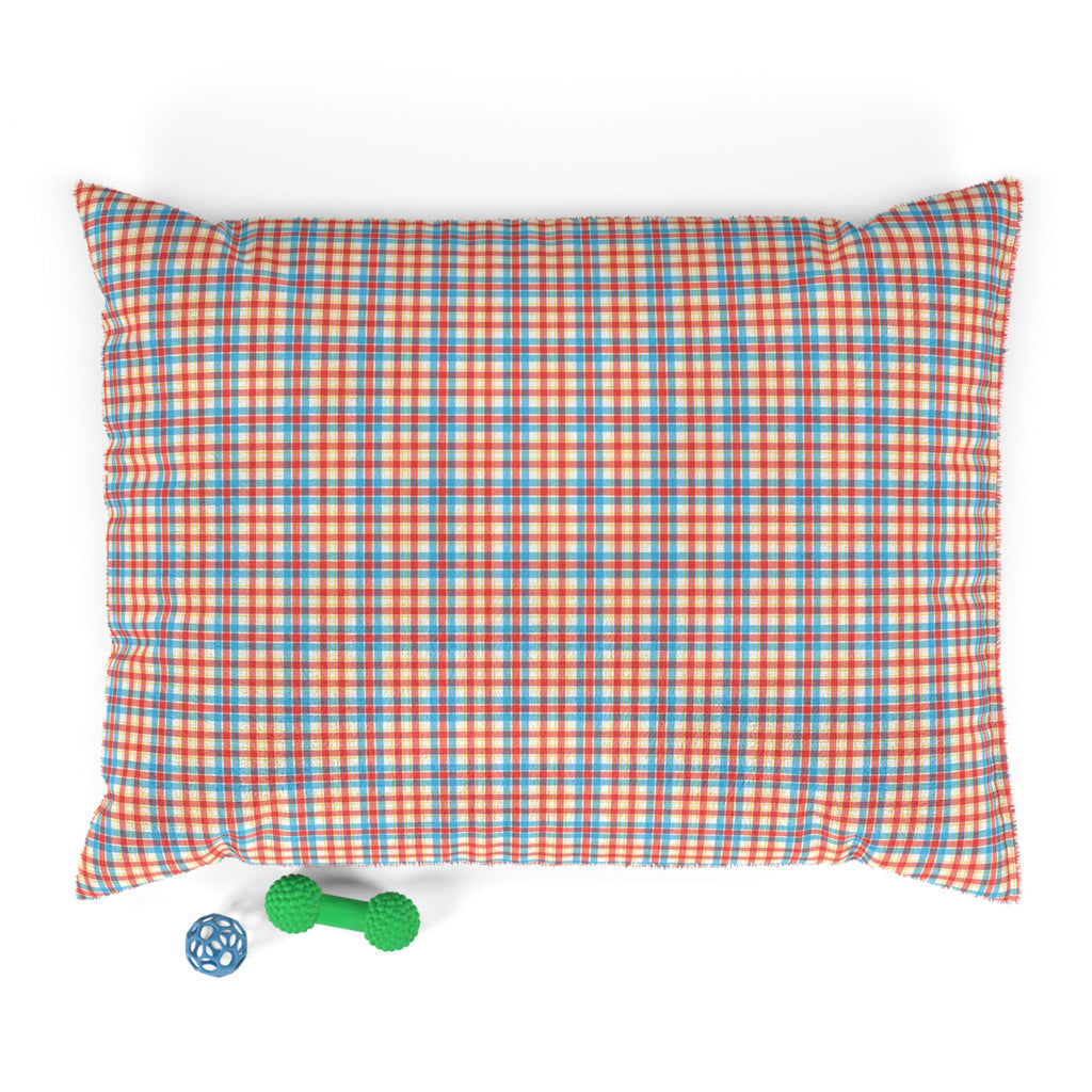 Blue Tartan Plush Pet Bed