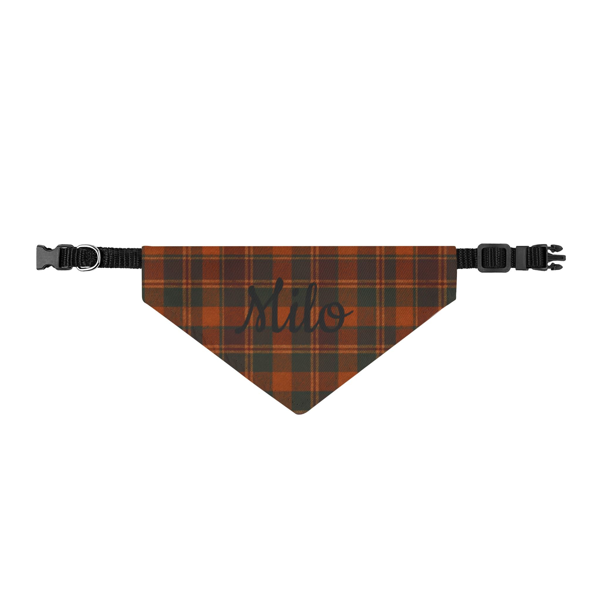 Rustic Orange Plaid Clip-On Pet Bandana