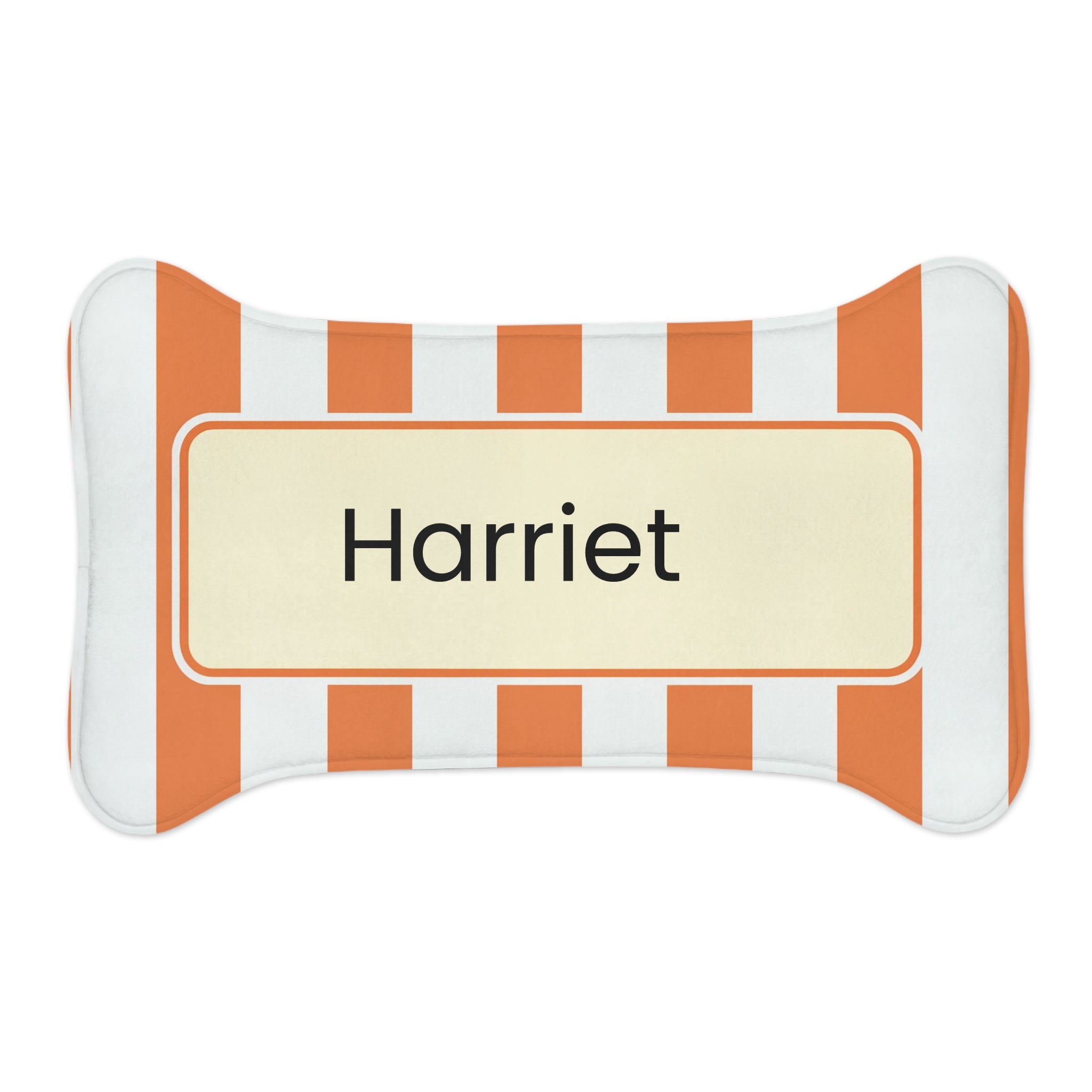 Orange Personalized Striped Pet Feeding Mat