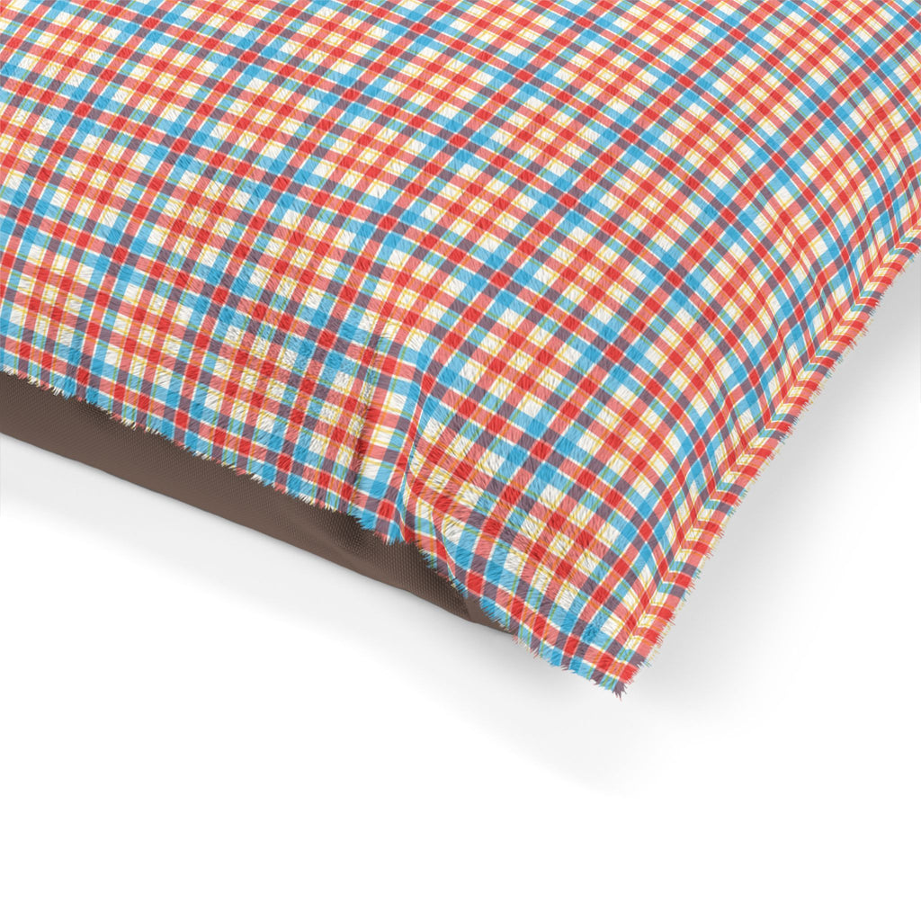 Blue Tartan Plush Pet Bed