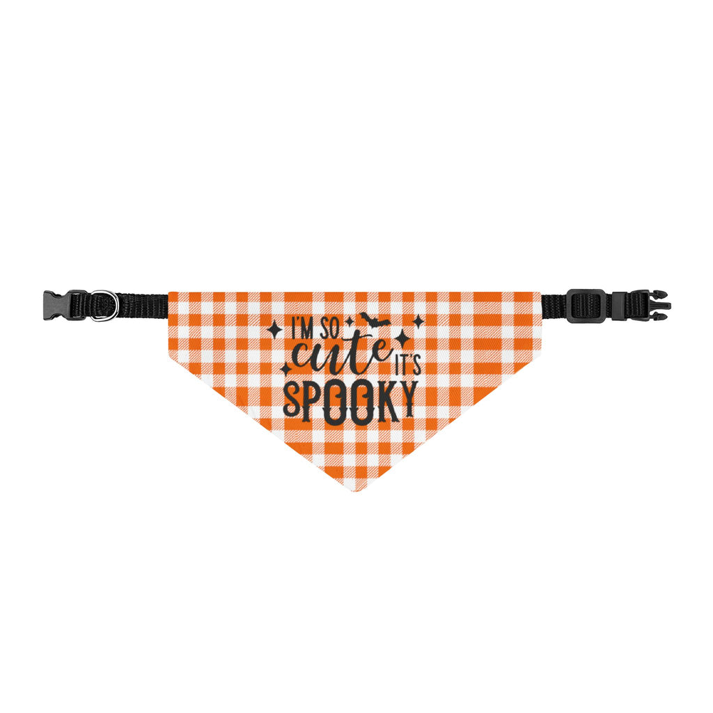 Halloween Gingham Clip-On Pet Bandana - "I'm So Cute It's Spooky"