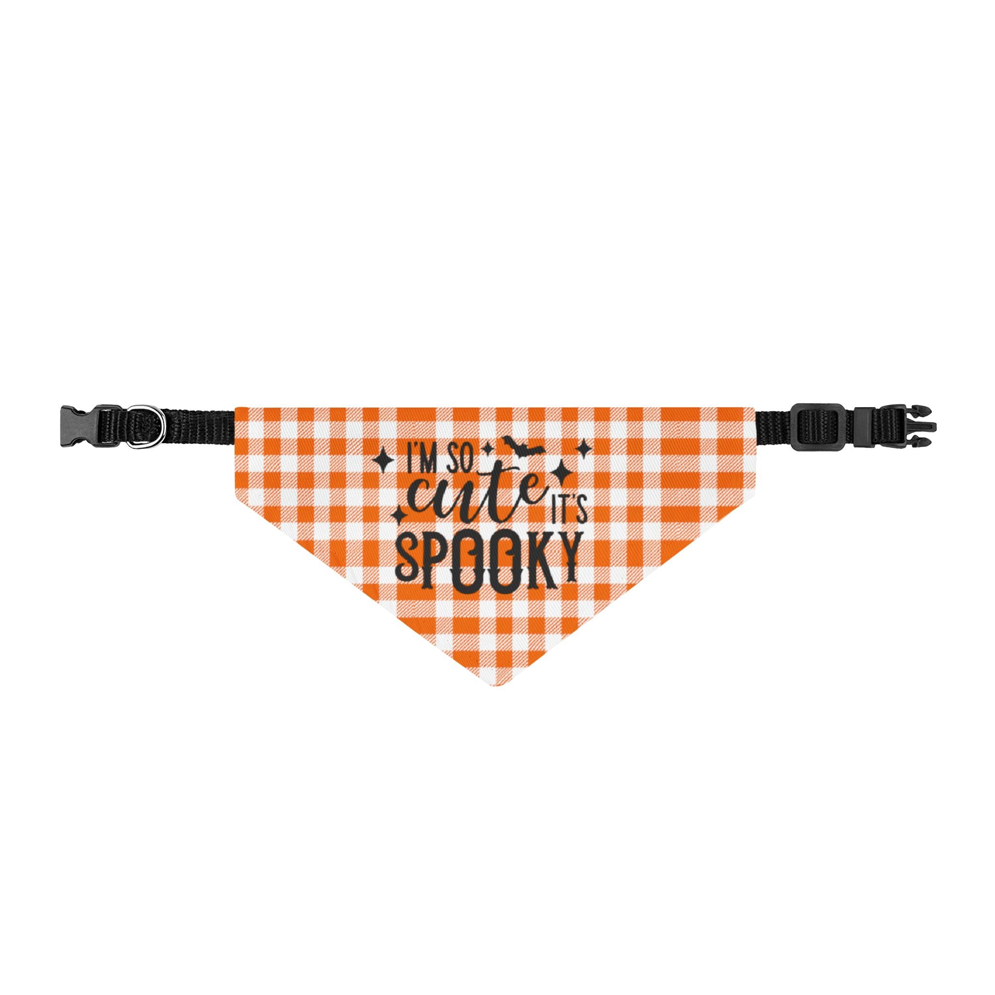 Halloween Gingham Clip-On Pet Bandana - "I'm So Cute It's Spooky"