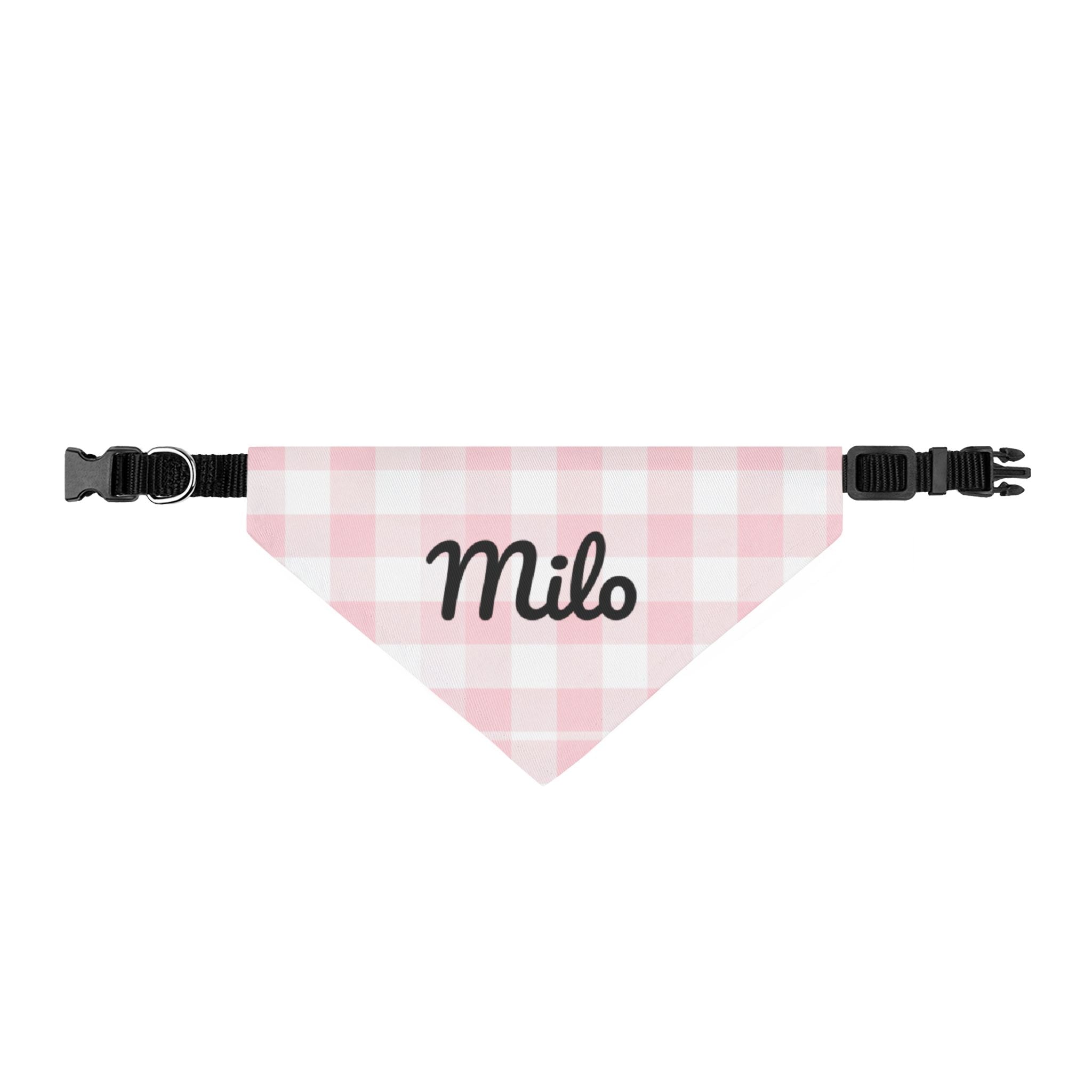 Personalized Pink Gingham Clip-On Pet Bandana