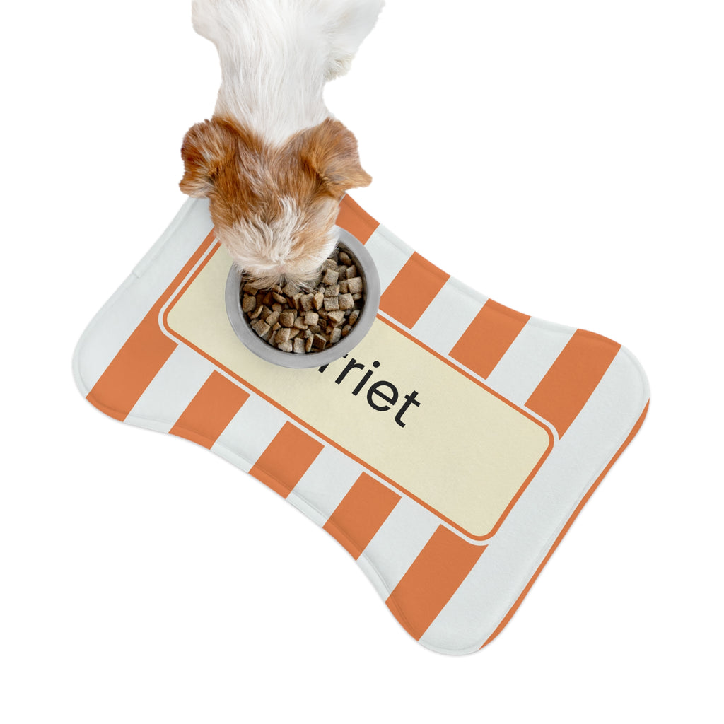 Orange Personalized Striped Pet Feeding Mat