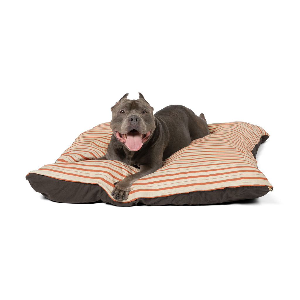 Striped Sunset Orange Plush Pet Bed