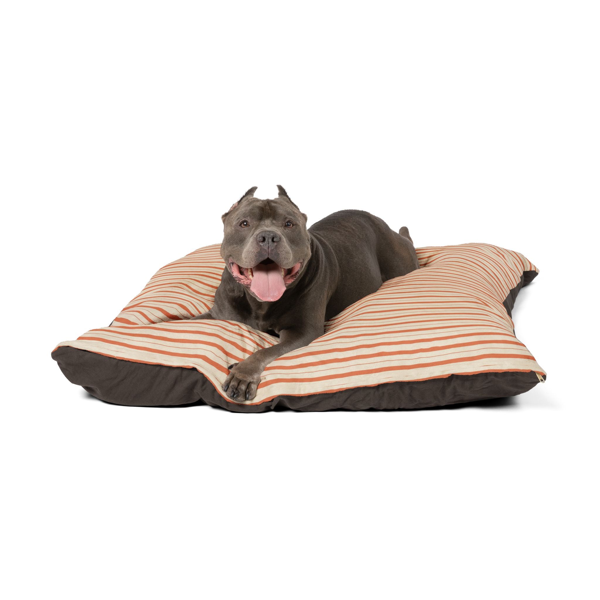 Striped Sunset Orange Plush Pet Bed