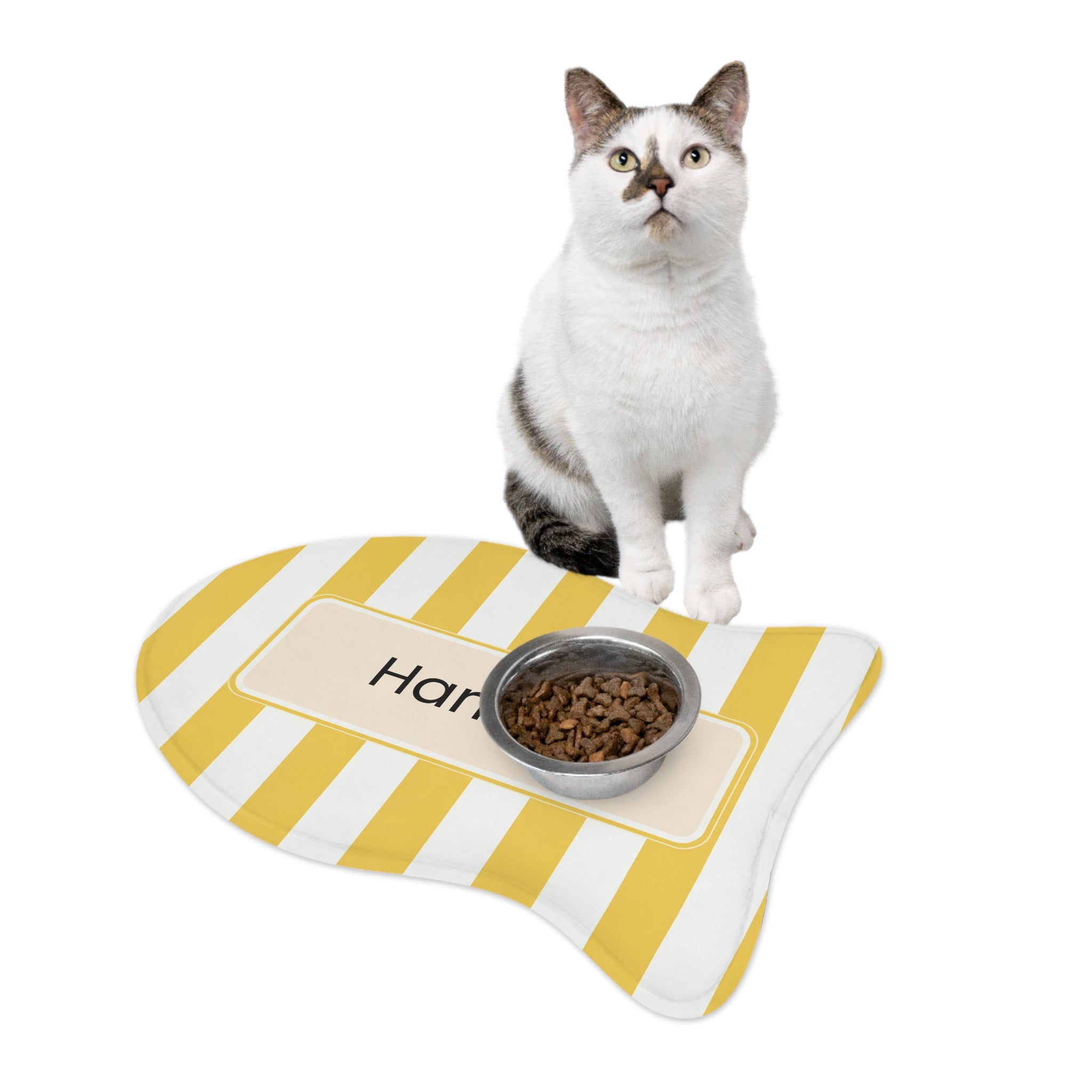 Yellow Personalized Pet Food Mat