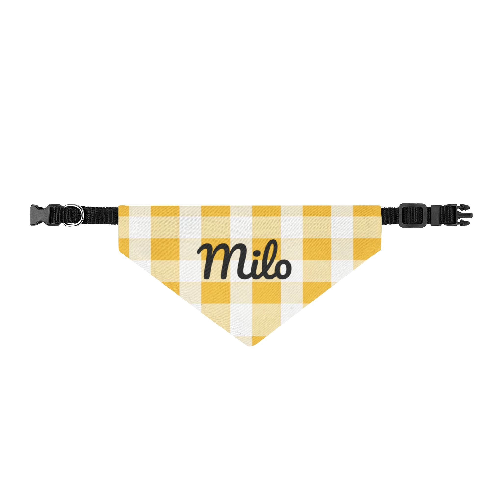 Personalized Yellow Gingham Clip-On Pet Bandana