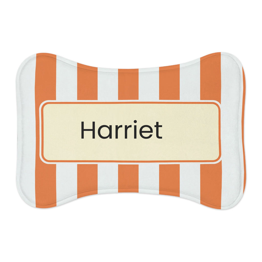 Orange Personalized Striped Pet Feeding Mat