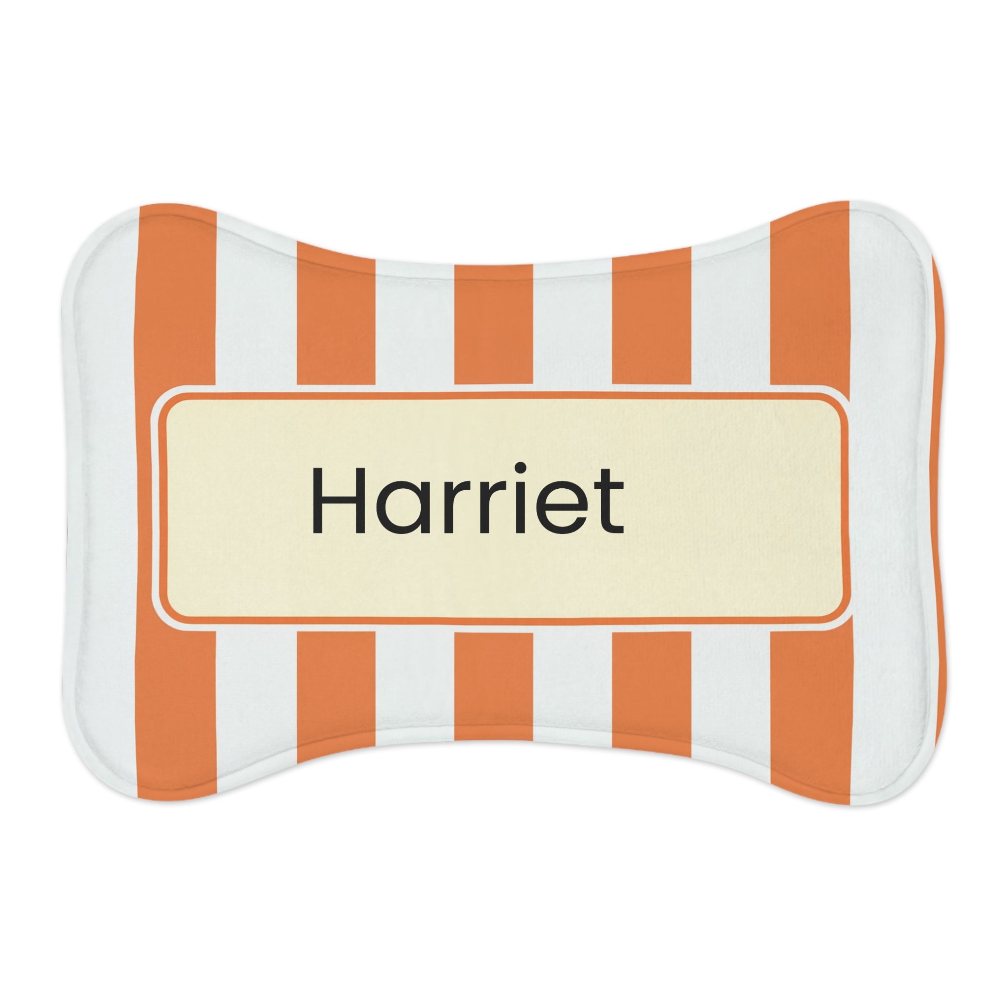 Orange Personalized Striped Pet Feeding Mat