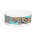 Grey Ceramic Dog/Cat Food and Water Bowl - Custom Name / Personalized
