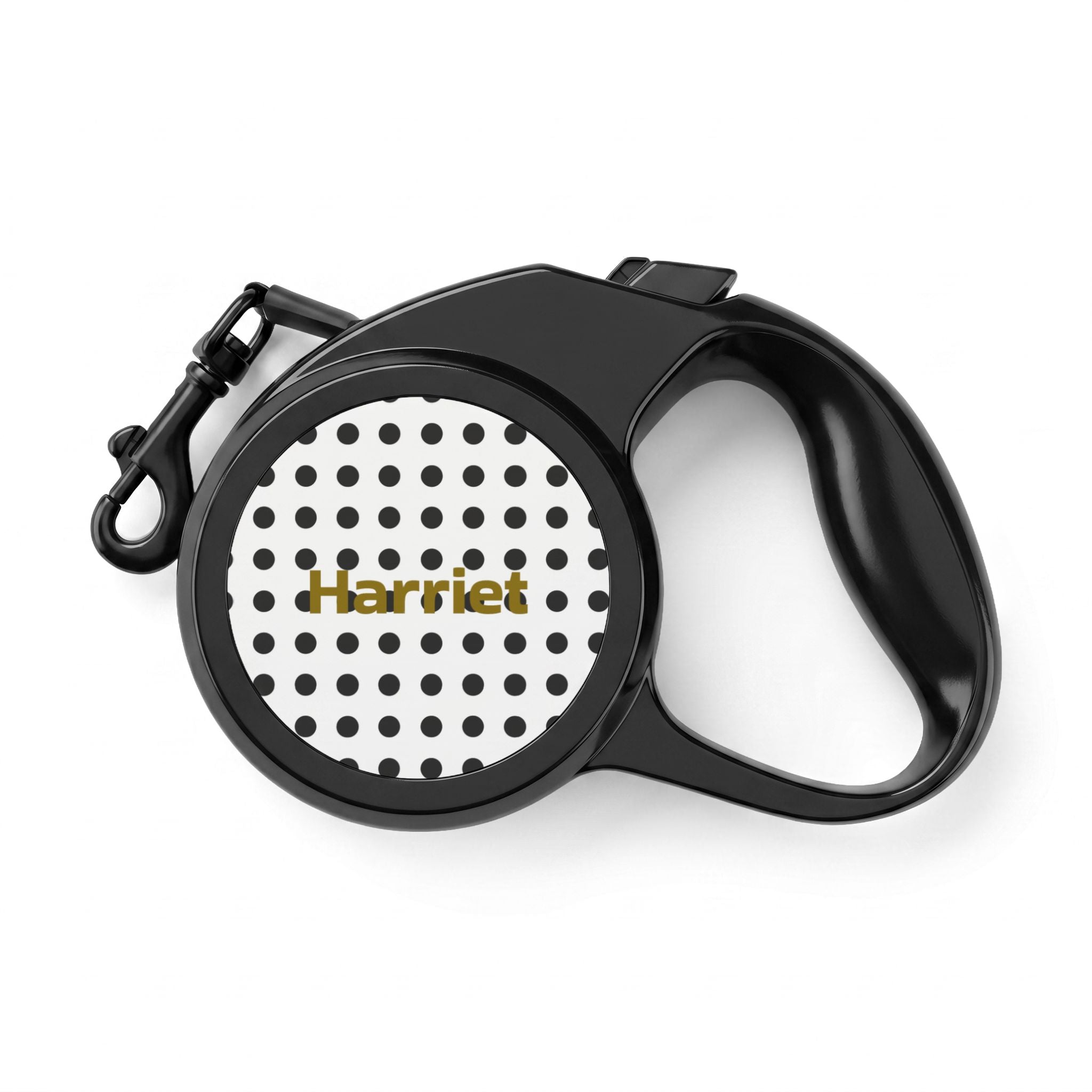 Black & White Polka dot Personalized Retractable Pet Leash