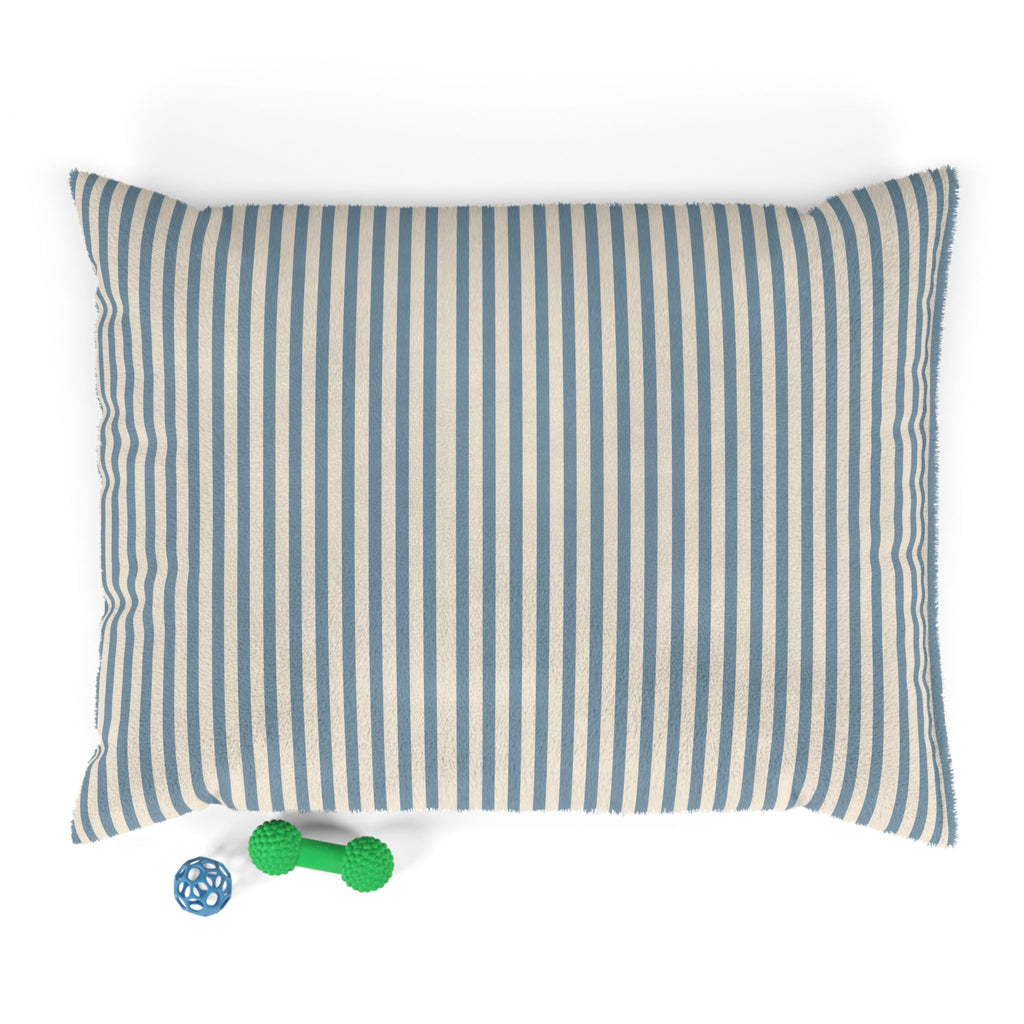 Blue Striped Plush Pet Bed — Cozy Dog & Cat Cushion