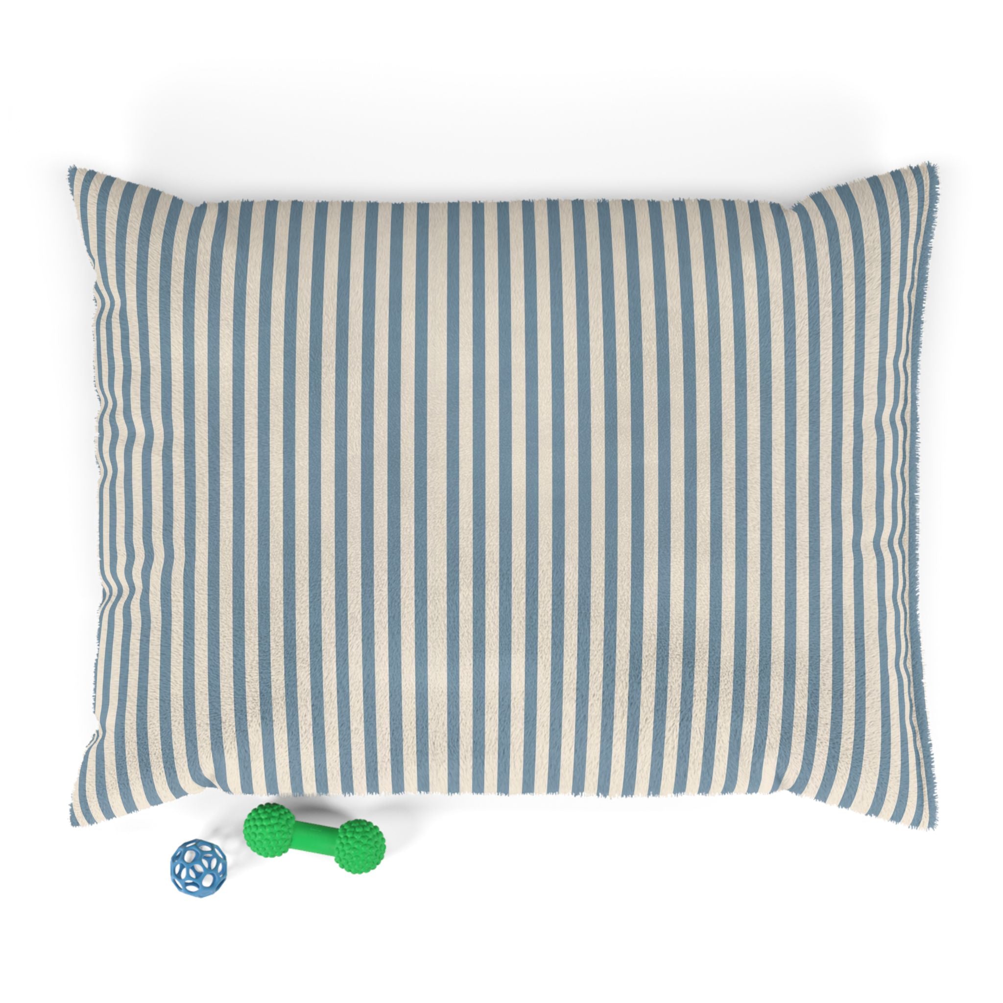 Blue Striped Plush Pet Bed — Cozy Dog & Cat Cushion