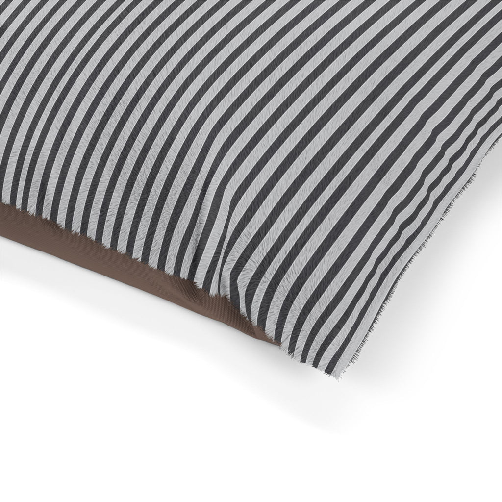 Charcoal Striped Plush Pet Bed