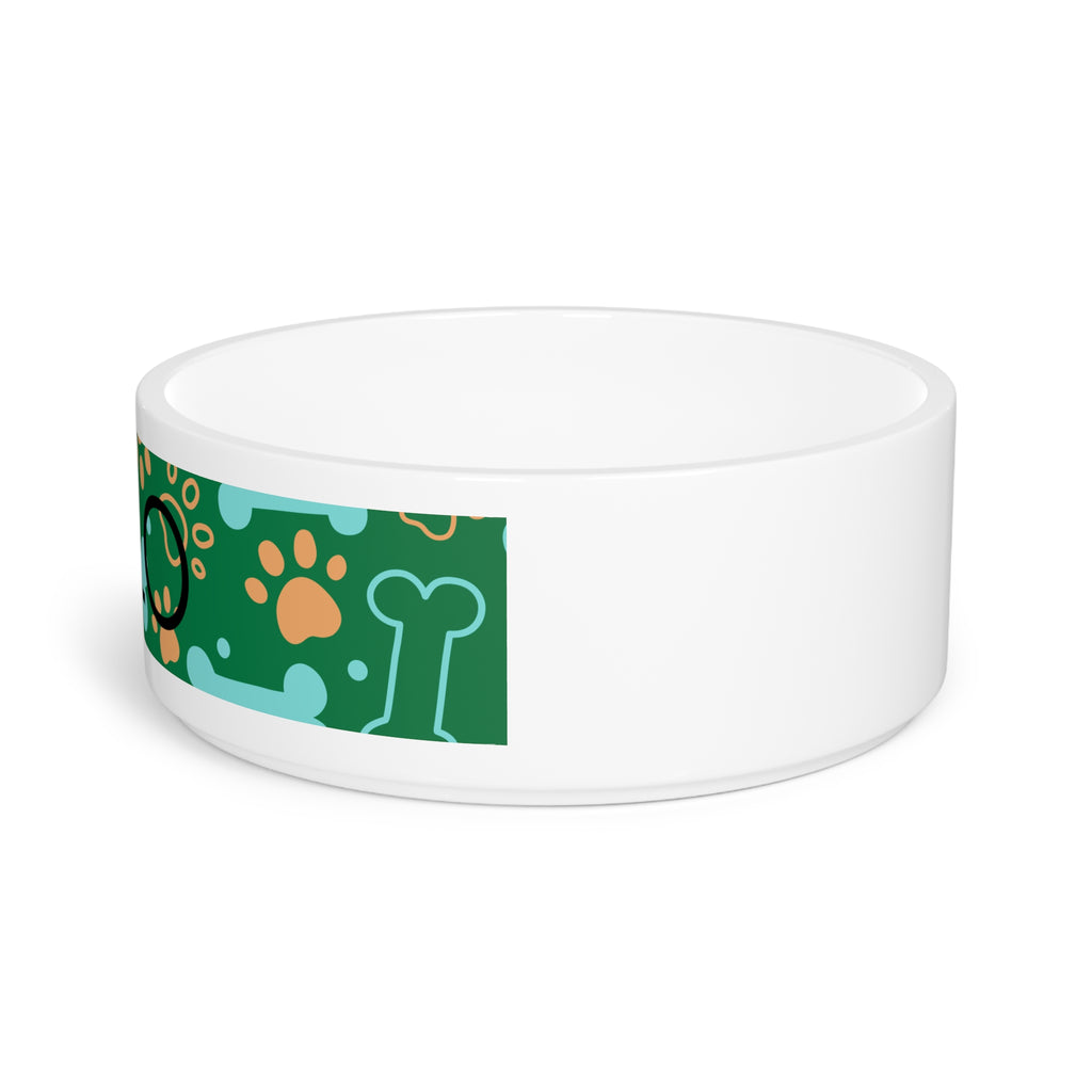 Green Ceramic Dog/Cat Food and Water Bowl