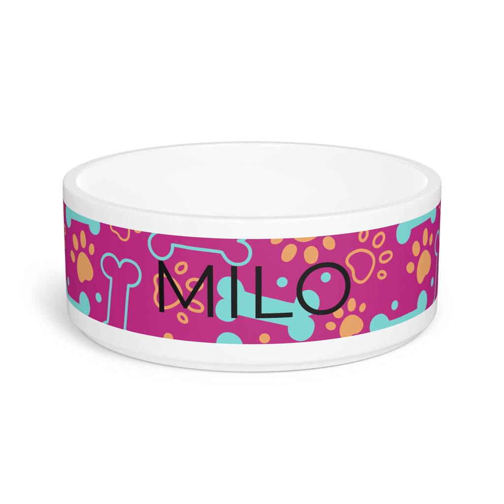 Pink Ceramic Dog/Cat Food and Water Bowl - Custom Name / Personalized