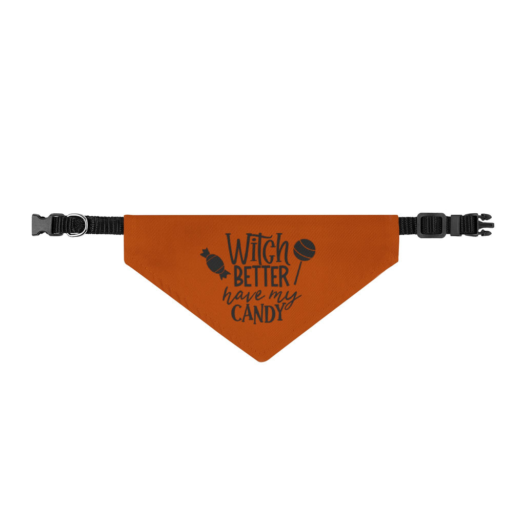 Halloween Clip-On Pet Bandana — "Witch Better Have My Candy" Orange Dog Collar Accessory