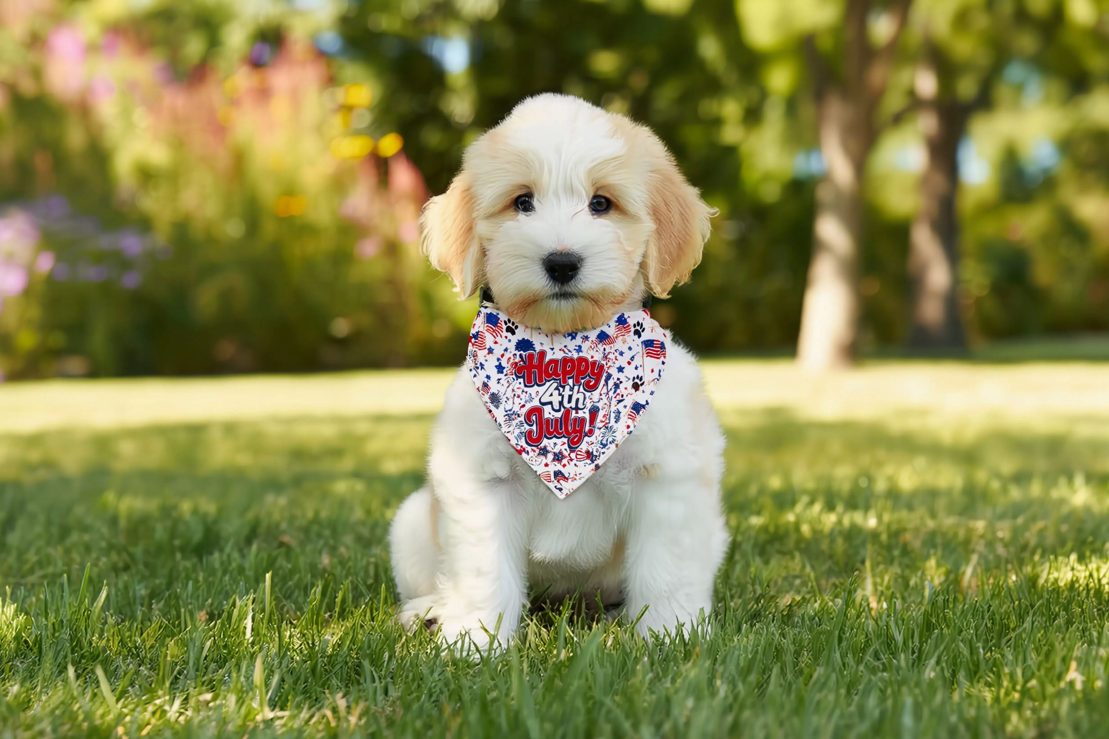 Happy 4th of July" Patriotic Pet Bandana