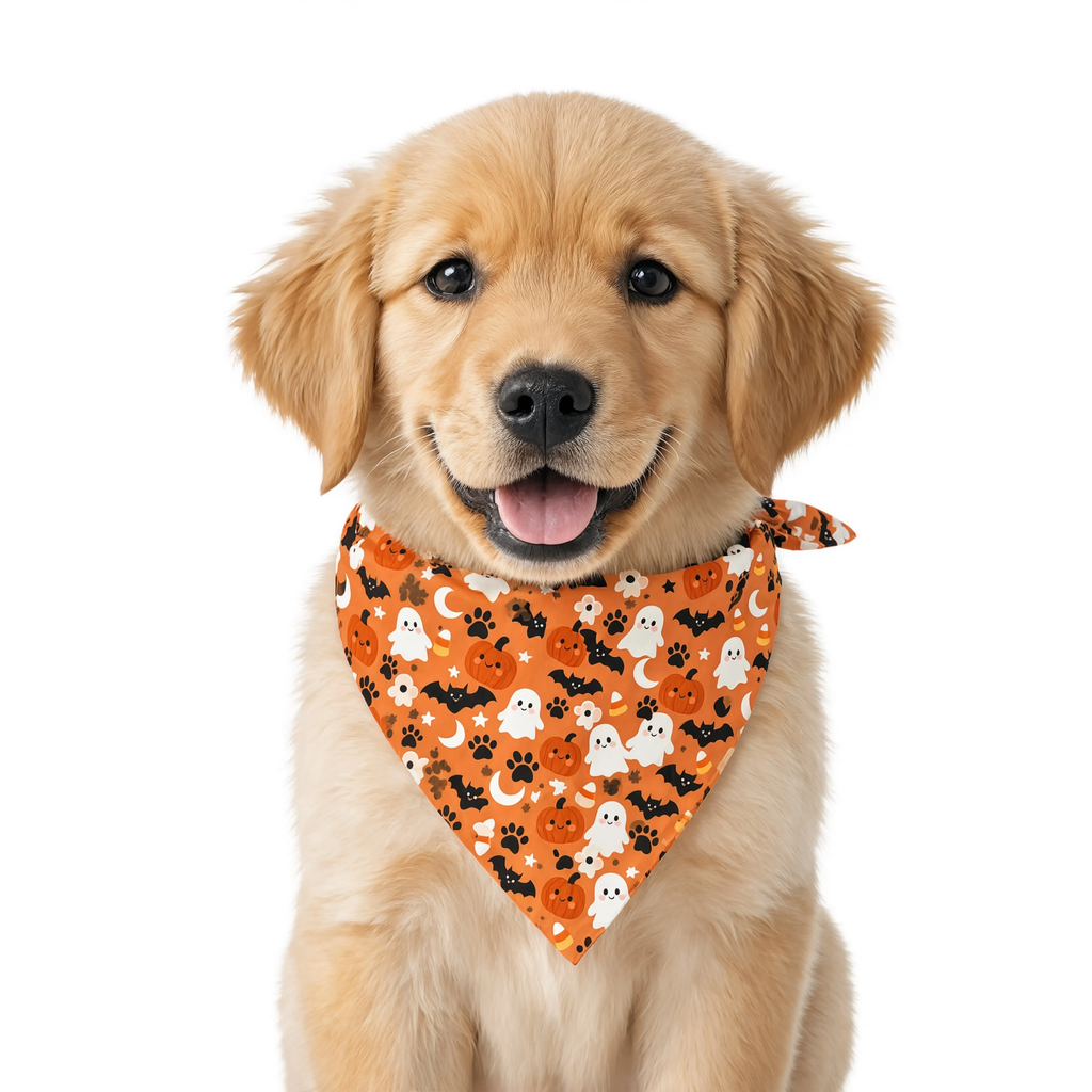 Orange Spooky Dog/Cat Bandana Scarf