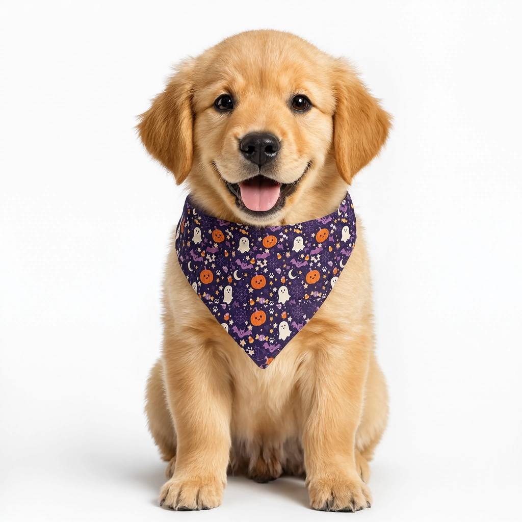 Purple Spooky Dog/Cat  Bandana Scarf